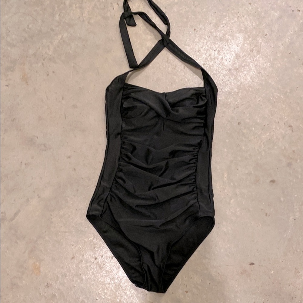 Elegant Black Halter Swimsuit